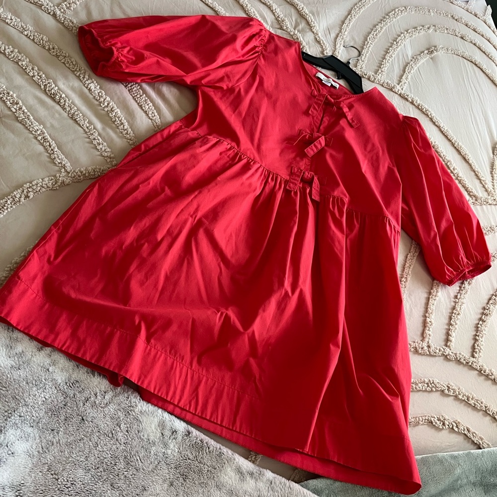 Red Puff Sleeve Dress